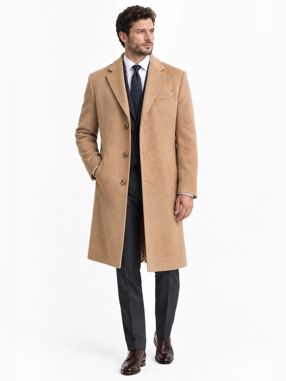 Michael Kors Camel Wool-Cashmere Kavin Single-Breasted Overcoat XL or 44R